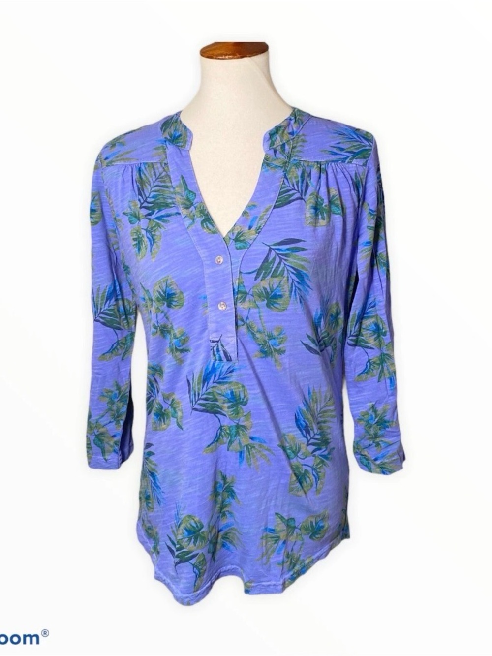 Fresh Produce Off Shore Dockside Henley Top Womens Small S Periwinkle Blue NWT
